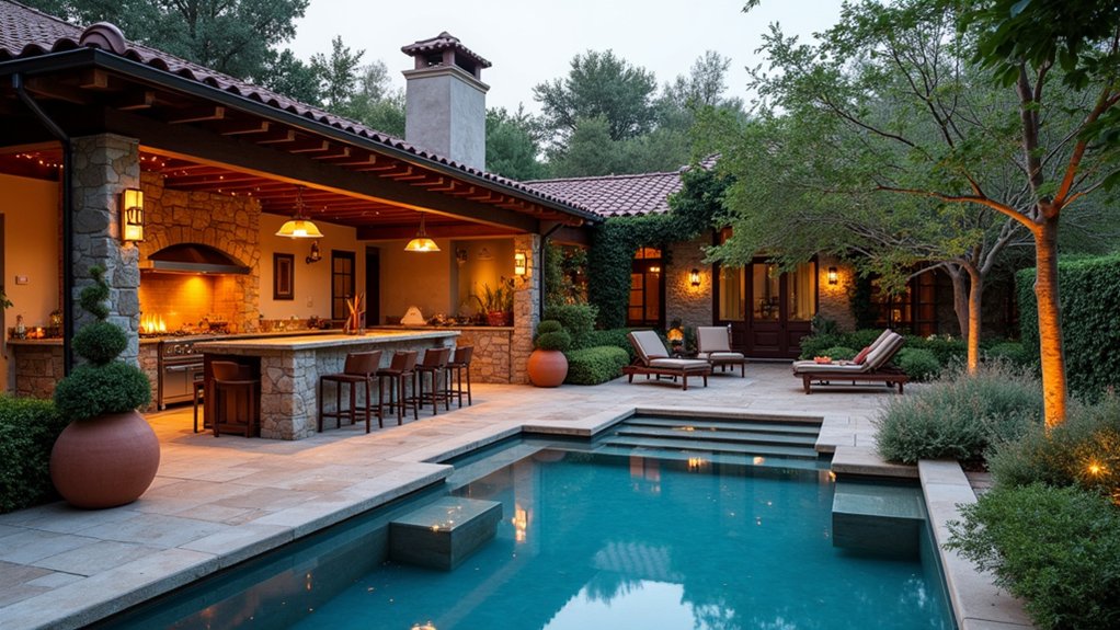 23 Bold Pool Deck With Outdoor Kitchen Ideas for the Ultimate Entertaining Space rustic european pool elegance