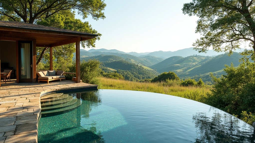 15 Infinity Pool Design Ideas for Jaw-Dropping Landscapes rustic infinity pool retreat