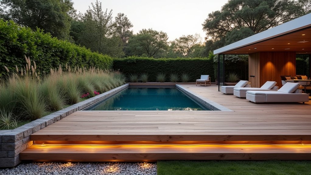 23 Striking Modern Pool Deck Ideas for a Sleek Backyard Finish rustic modern outdoor sanctuary