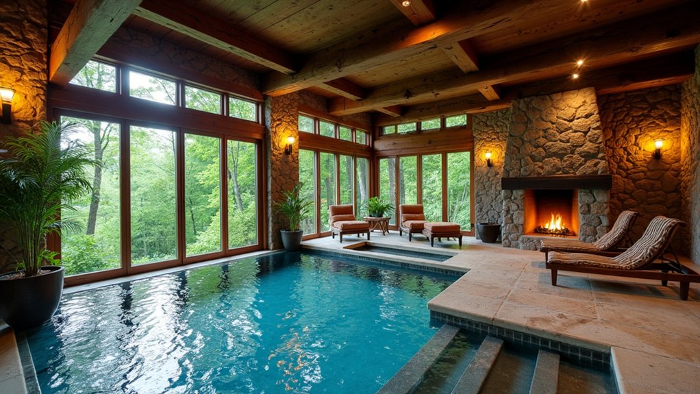 23 Indoor Pool Design Ideas for Year-Round Enjoyment rustic natural comfort oasis