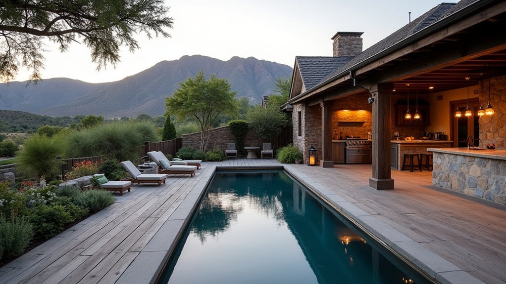 23 Bold Pool Deck With Outdoor Kitchen Ideas for the Ultimate Entertaining Space rustic outdoor gathering space