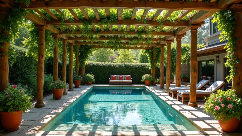 rustic pergola with vines