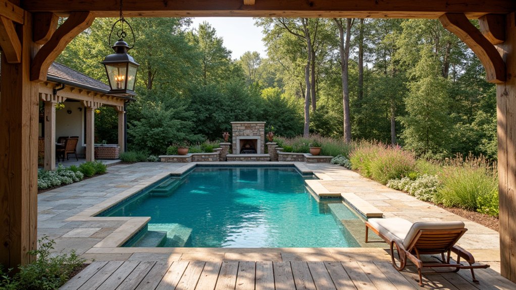 23 Creative Pool Landscaping Inspiration Ideas to Spark Your Vision rustic poolside retreat charm