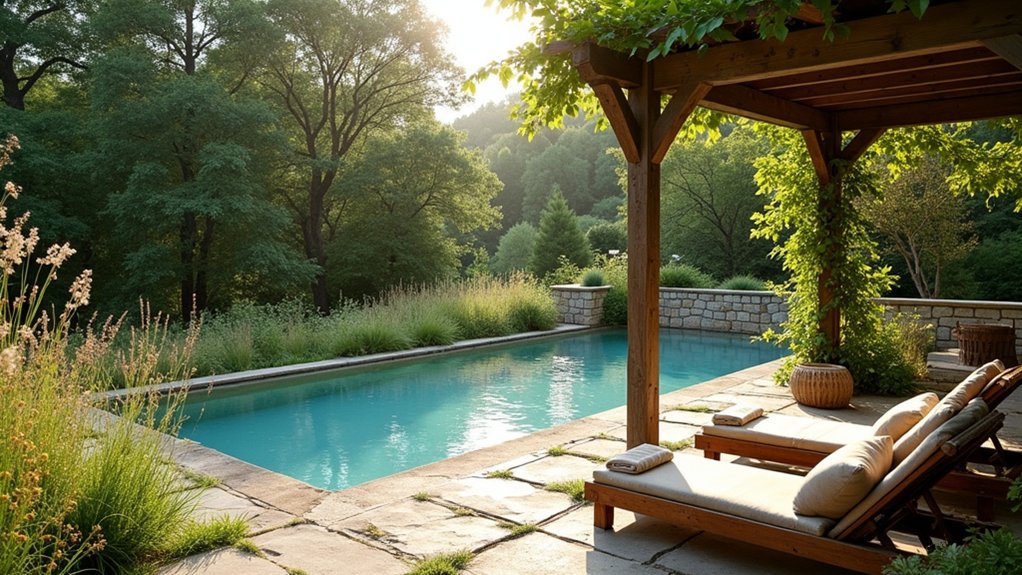 20 Outdoor Pool Design Ideas for Open-Air Relaxation rustic serene countryside oasis