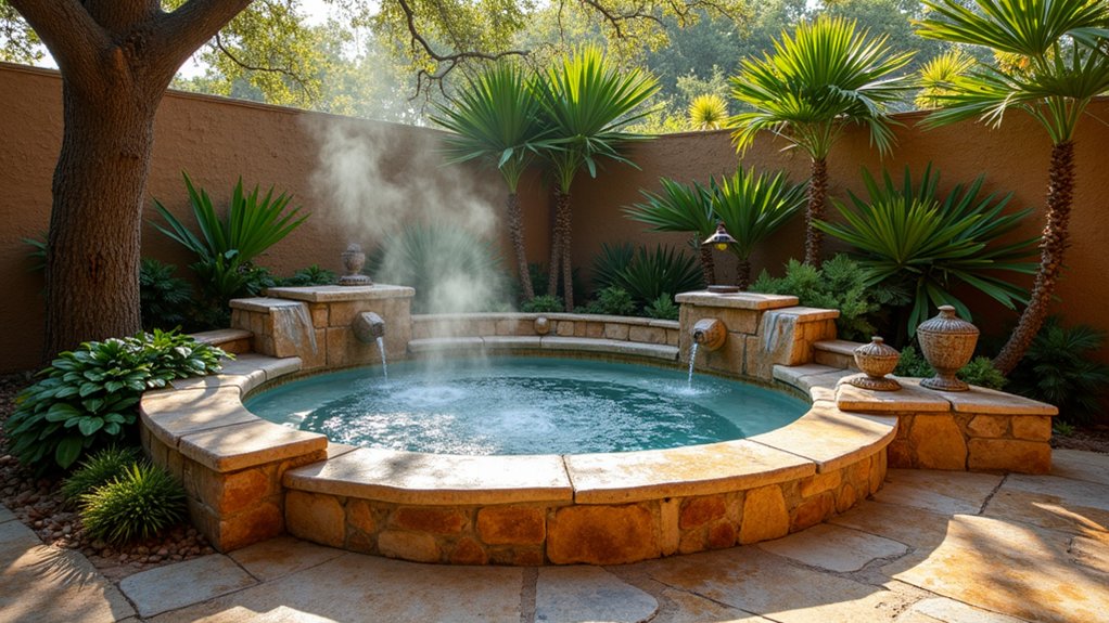 18 Bold Texas Pool Landscaping Ideas That Make a Statement rustic stone hot tub oasis