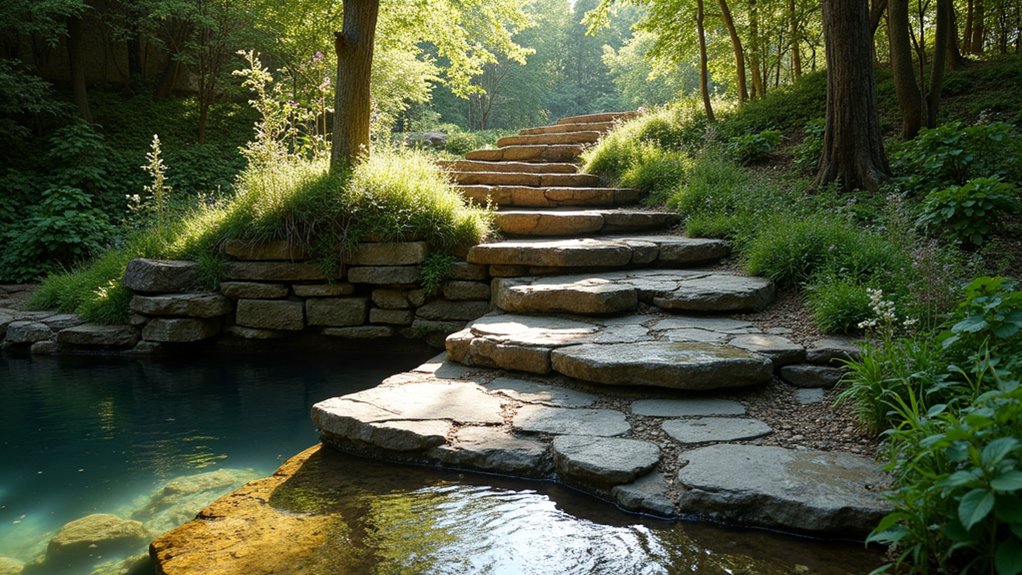 18 Natural Pool Ideas That Blend Seamlessly With Nature rustic stone steps pathway