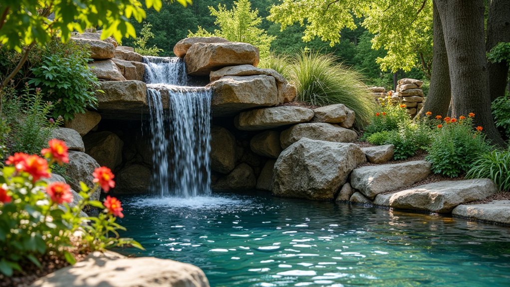 23 Dreamy Pool Ideas With Waterfall Features to Wow Guests rustic stone waterfall oasis