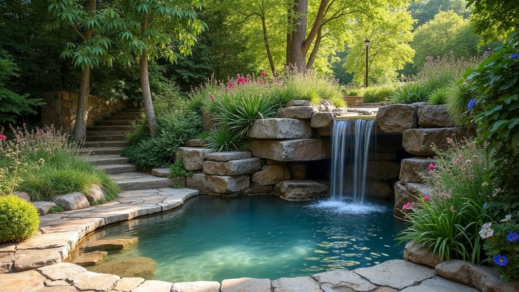 23 Natural Pool Design Ideas That Feel Earthy and Serene rustic stone waterfall oasis