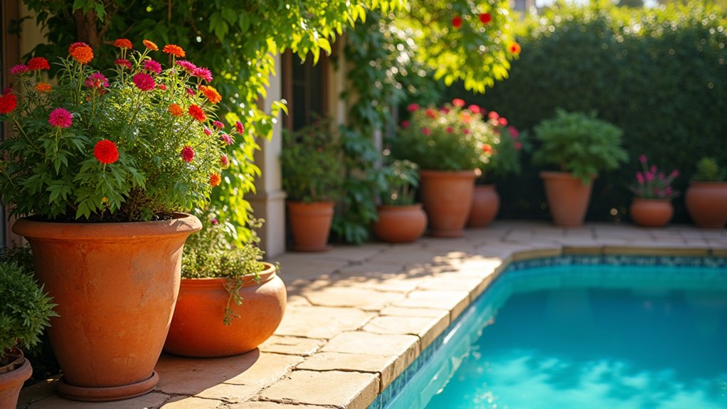 21 Lively Pool Deck Decorating Ideas With Potted Plants for Natural Charm rustic terracotta outdoor charm