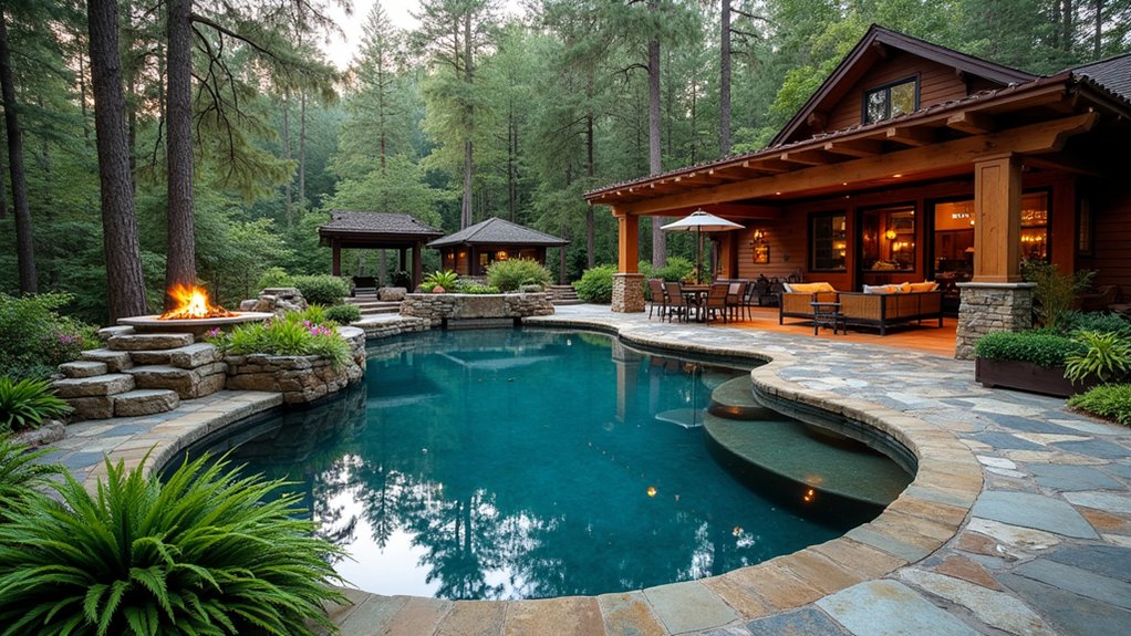18 Stunning Backyard Pool Ideas to Transform Your Outdoor Space rustic tranquil backyard oasis