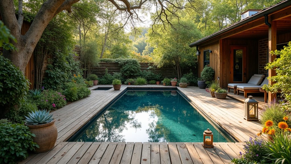 18 Budget-Savvy Stock Tank Pool Landscape Ideas That Pack a Punch rustic wooden deck charm