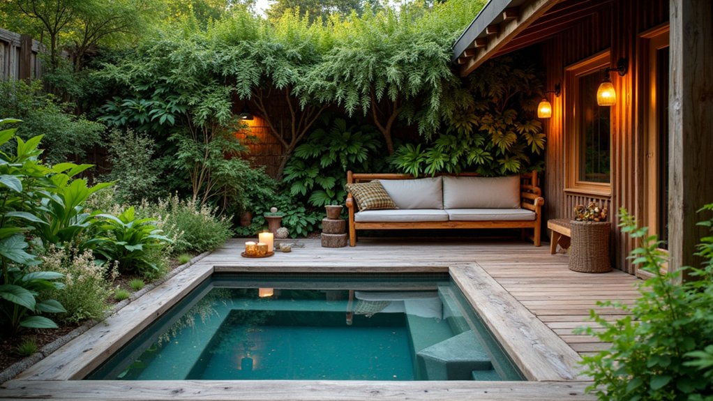 23 Cozy Hot Tub Landscaping Ideas to Turn Up the Relaxation rustic wooden natural elements