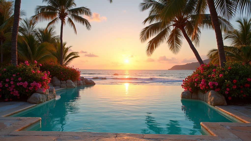 23 Tropical Pool Design Ideas to Escape to Island Vibes seamless luxury ocean illusion