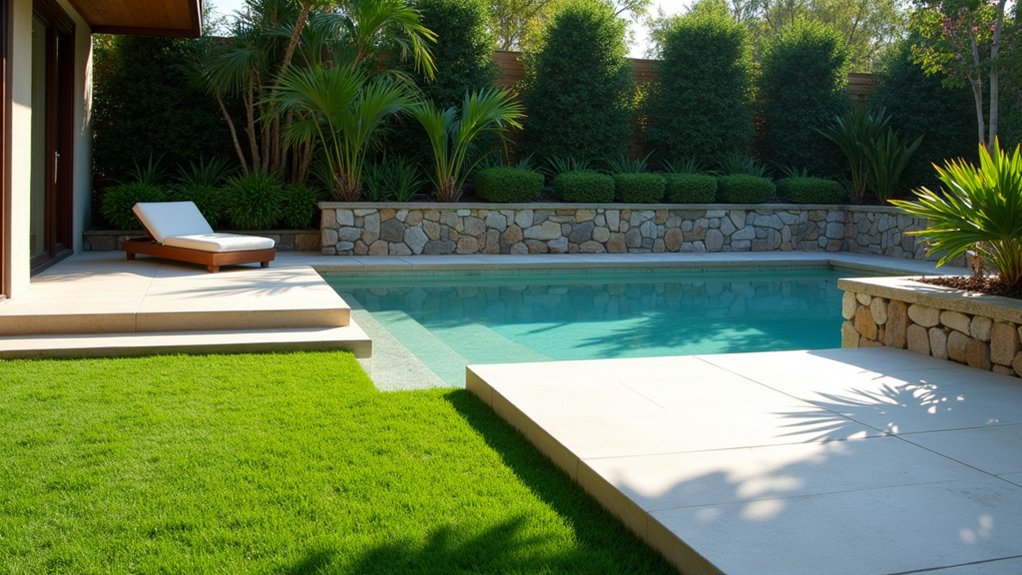 23 Fresh Pool Landscaping With Turf for a Lush, Low-Maintenance Look seamless pool to turf transition