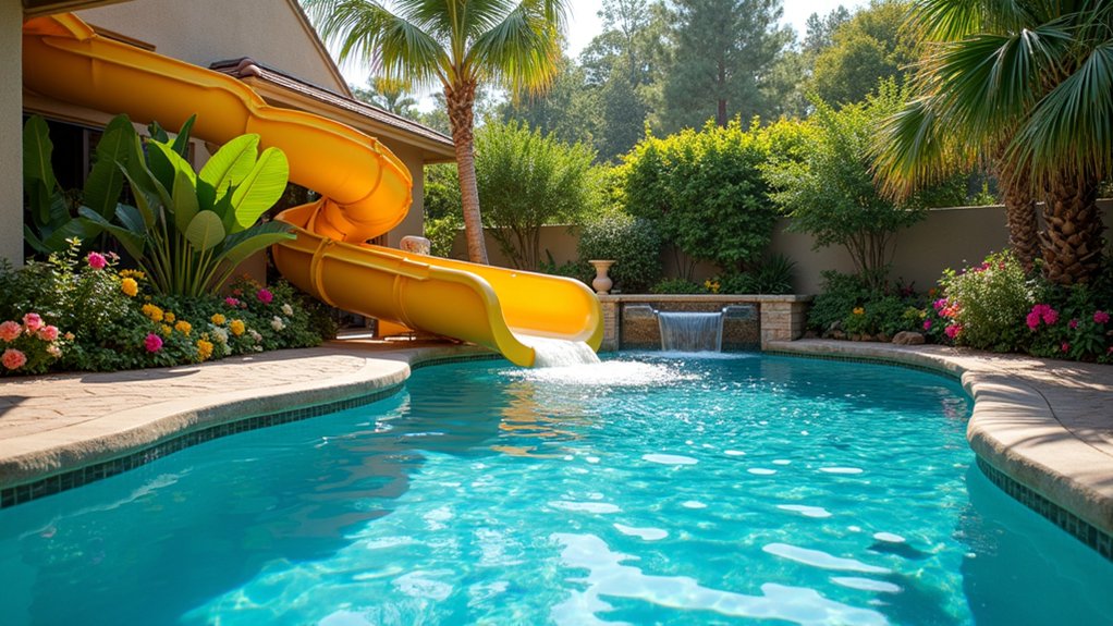 23 Fun Pool Landscaping With Slide Features Kids Will Love seaside adventure in backyard