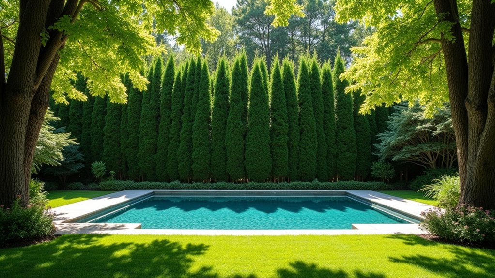 15 Inviting Pool Landscaping With Trees for Shade and Serenity secluded oasis with trees