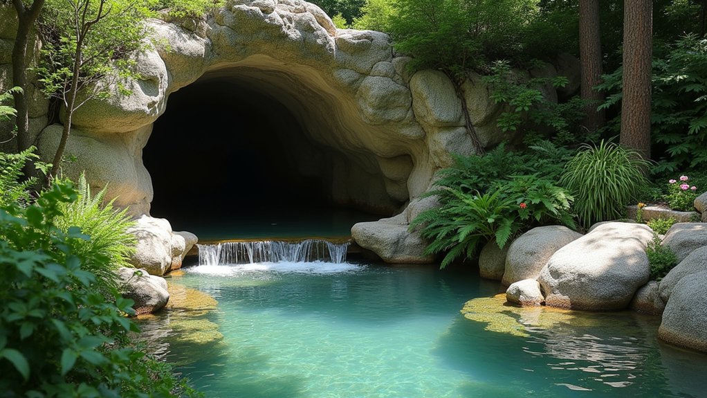 23 Natural Pool Landscaping With Rocks for Earthy, Organic Style secluded sanctuary for relaxation