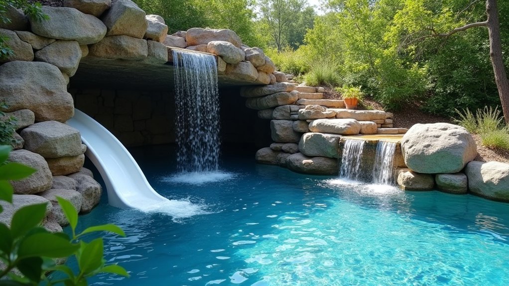 20 Pool Ideas With Slide Additions for Family Fun secret grotto water slide
