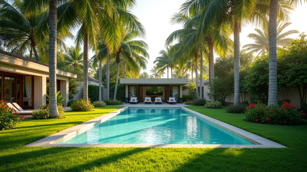 18 Exotic Pool Landscaping With Palm Trees That Scream Vacation Vibes serene backyard paradise escape