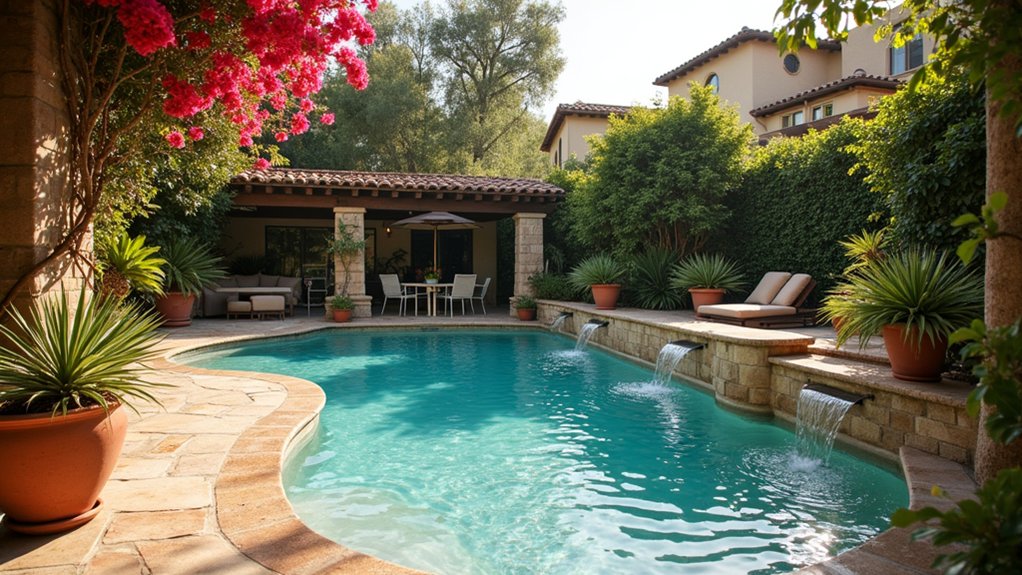 serene cascading water features