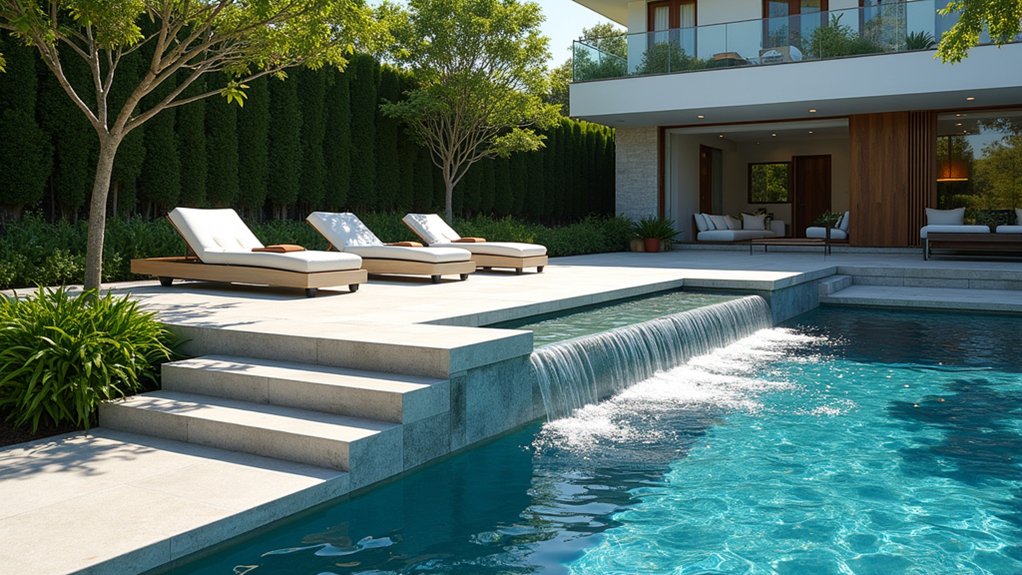 15 Pool Ideas With Tanning Ledge Spaces to Soak up the Sun serene elevated tanning oasis