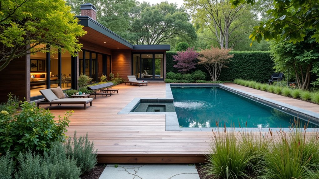 21 Smart Above Ground Pool Deck Ideas Attached to House Designs That Flow serene garden pool oasis