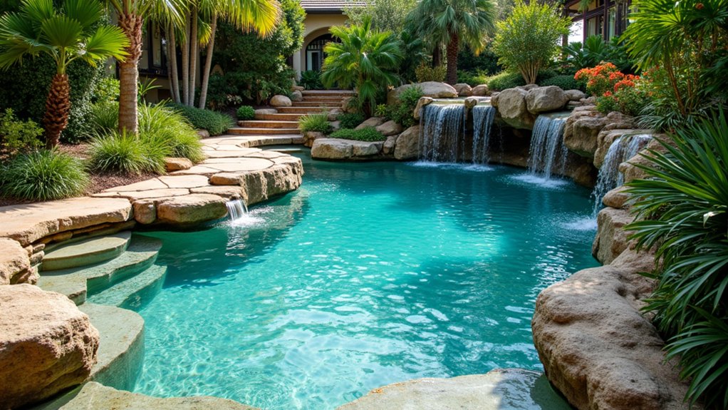 20 Pool Design Ideas With Fountain Features That Add Flair serene lagoon with stream