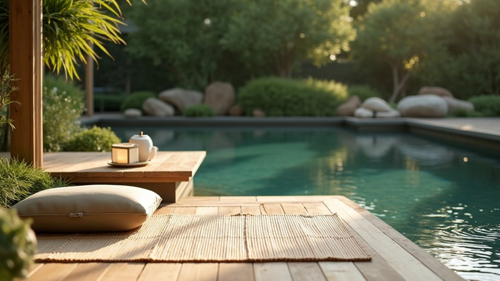 23 Serene Zen Pool Deck Ideas for a Tranquil Outdoor Retreat serene meditation nook creation