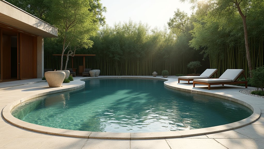 20 Round Pool Design Ideas for a Soft, Inviting Look serene minimalist backyard oasis
