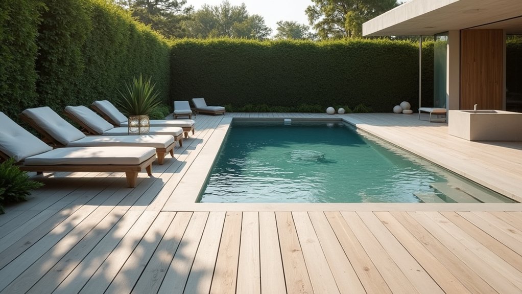 serene minimalist pool deck