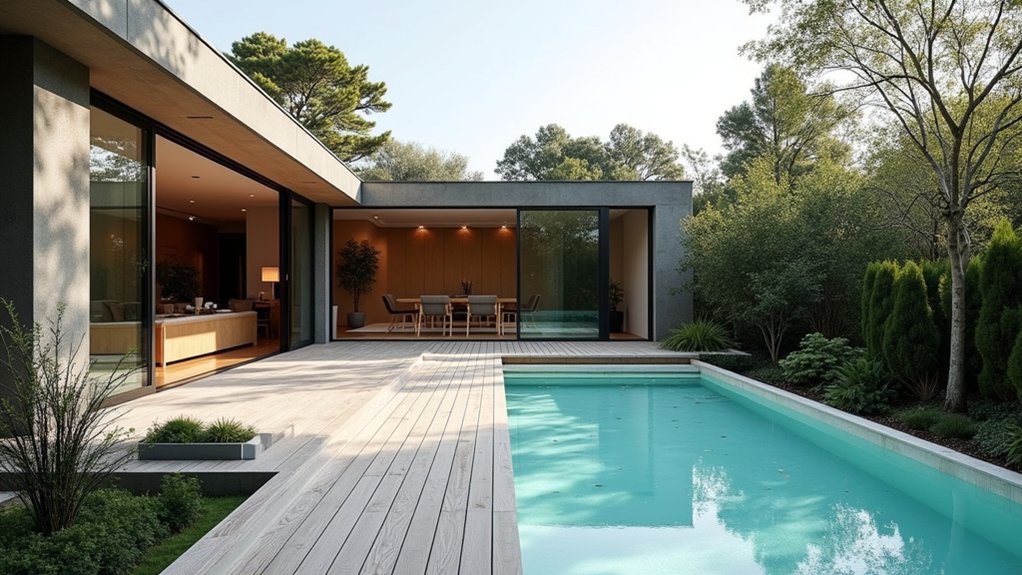 21 Smart Above Ground Pool Deck Ideas Attached to House Designs That Flow serene minimalist pool deck