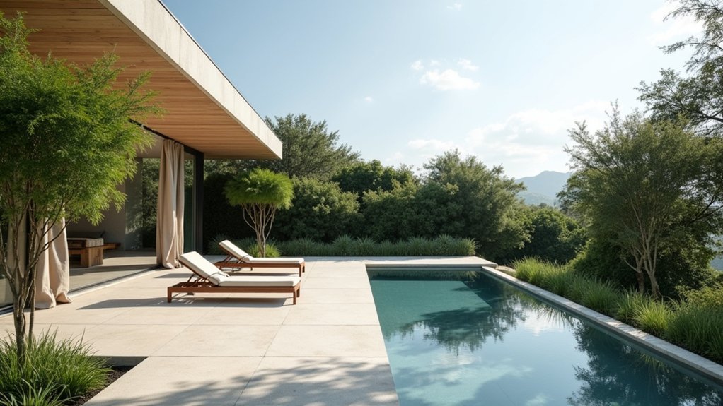 23 Serene Zen Pool Deck Ideas for a Tranquil Outdoor Retreat serene minimalist pool deck