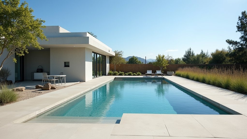 18 Sleek Minimalist Pool Landscaping Ideas That Keep It Simple serene minimalist pool landscaping