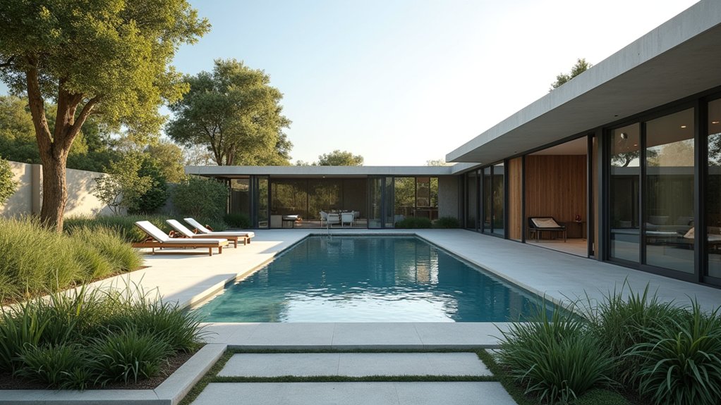 18 Sleek Minimalist Pool Landscaping Ideas That Keep It Simple serene minimalist pool landscaping
