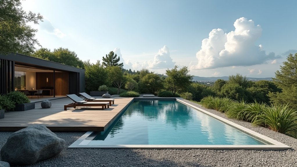 18 Stylish Above Ground Pool Landscaping Designs That Impress Instantly serene modern outdoor retreat