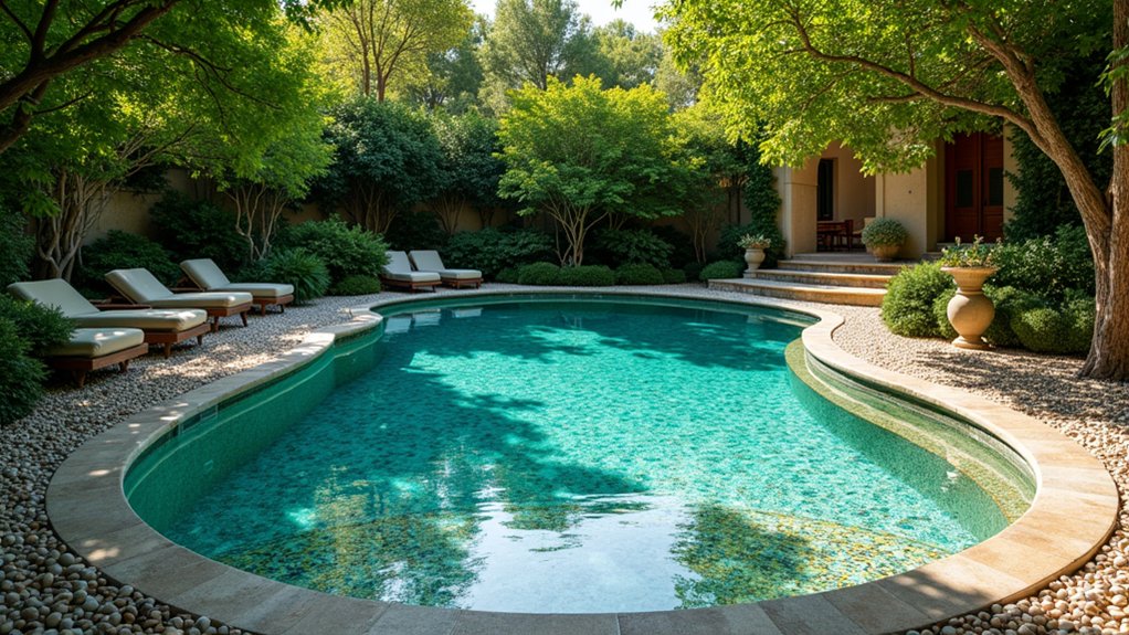 20 Round Pool Design Ideas for a Soft, Inviting Look serene mosaic ocean design
