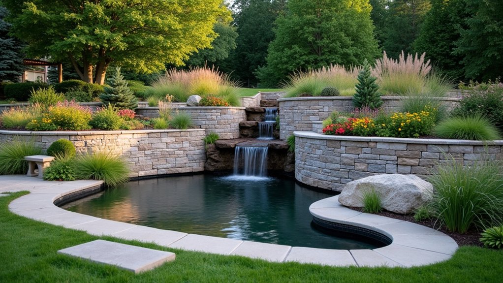 20 Functional Pool Landscaping With Retaining Wall Designs That Add Structure serene oasis water features