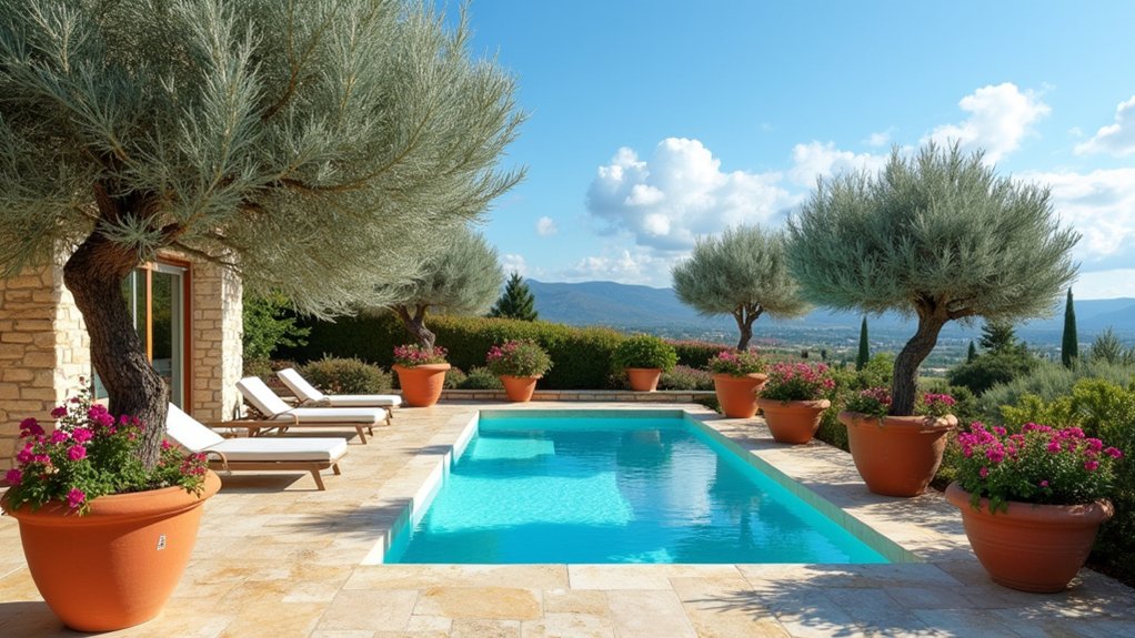 21 Lively Pool Deck Decorating Ideas With Potted Plants for Natural Charm serene olive tree elegance
