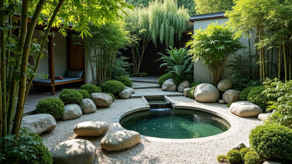 20 Peaceful Zen Pool Landscaping Ideas to Create Calm Outdoors serene rock garden border