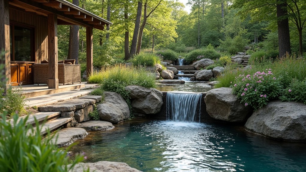 serene rustic overflow stream