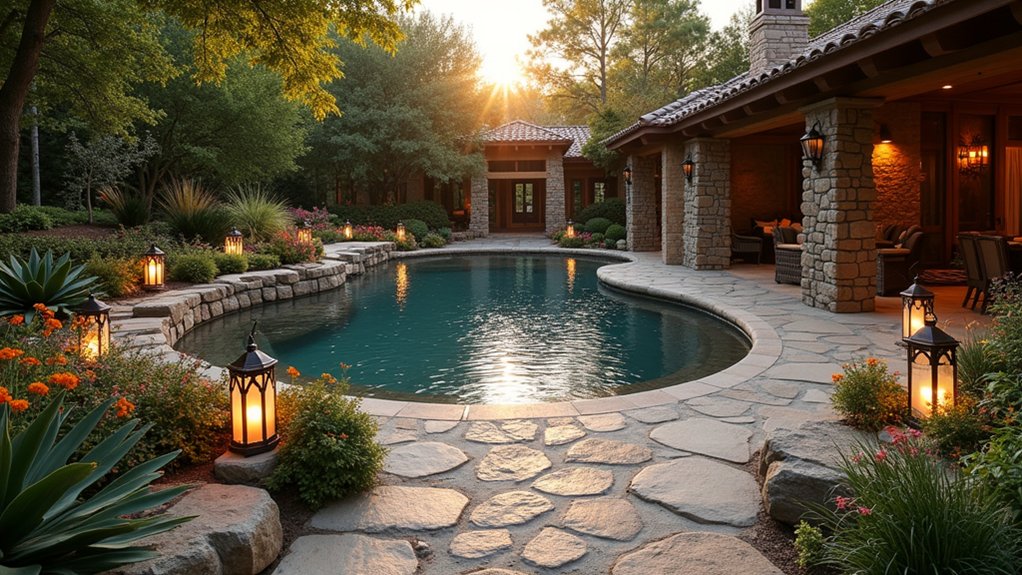 15 Rustic Pool Design Ideas That Feel Warm and Inviting serene rustic stone pathways