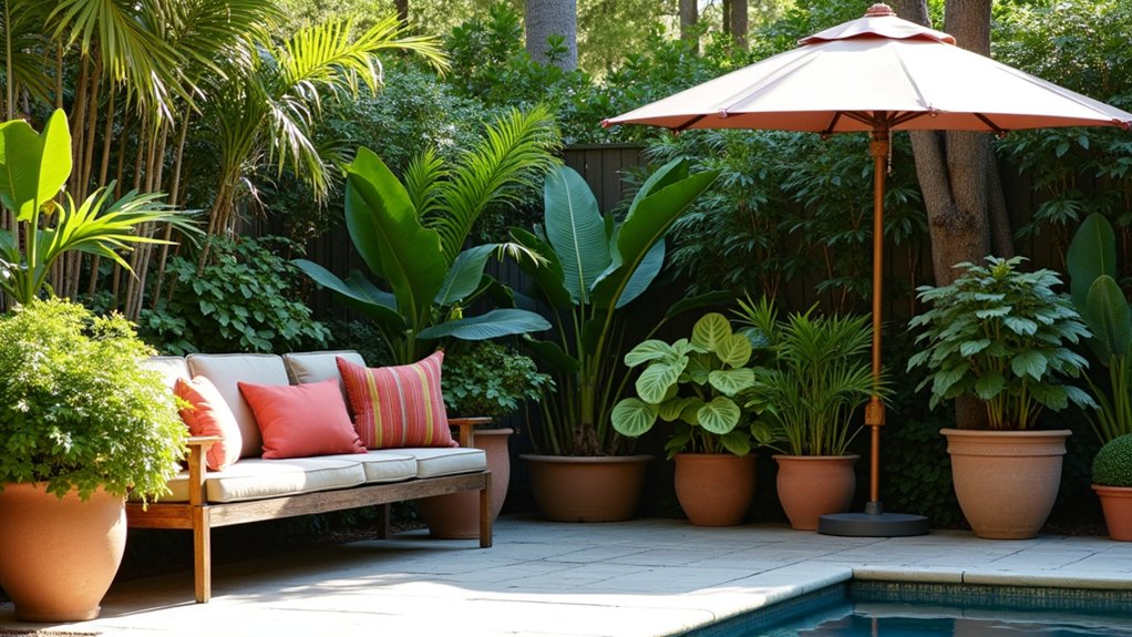 21 Lively Pool Deck Decorating Ideas With Potted Plants for Natural Charm shade loving plant sanctuary