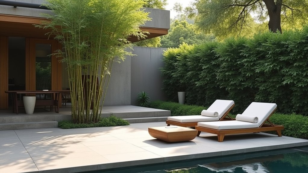 23 Serene Zen Pool Deck Ideas for a Tranquil Outdoor Retreat simple serene furniture designs