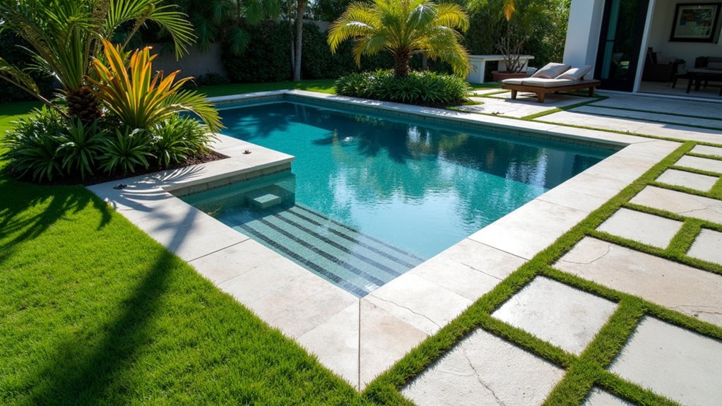 21 Crisp Pool Deck Edging Ideas That Define the Space sleek durable slip resistant pavers