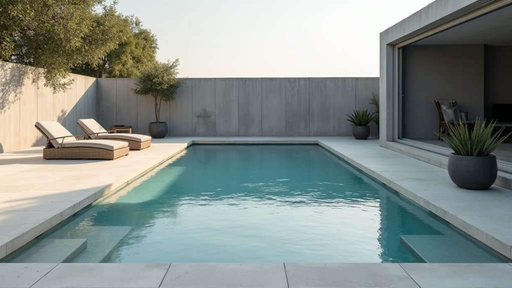 18 Sleek Minimalist Pool Landscaping Ideas That Keep It Simple sleek functional poolside furniture