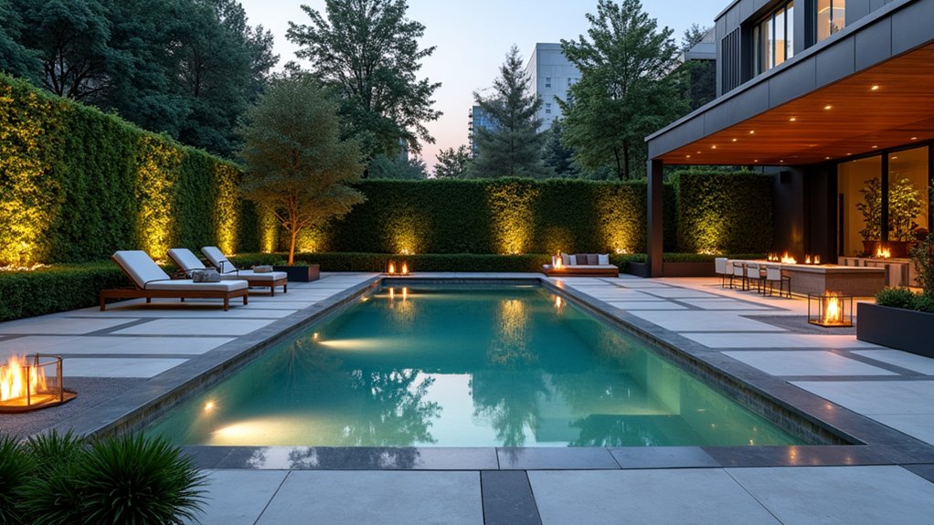 15 Dreamy Backyard Pool Landscaping Ideas for Every Style sleek minimalist backyard oasis