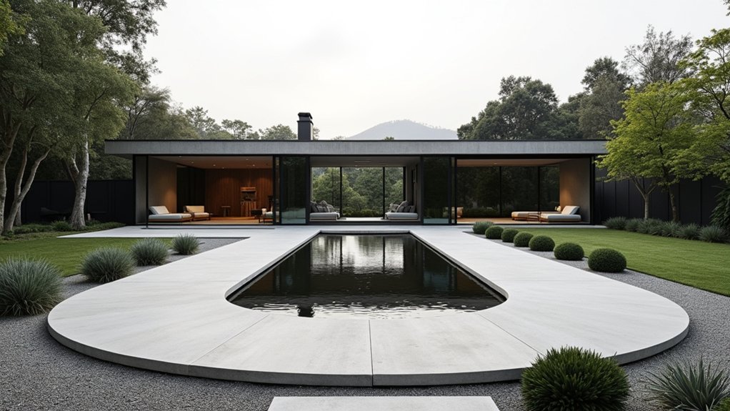 18 Creative Oval Above Ground Landscaping Ideas That Break the Mold sleek minimalist pool design