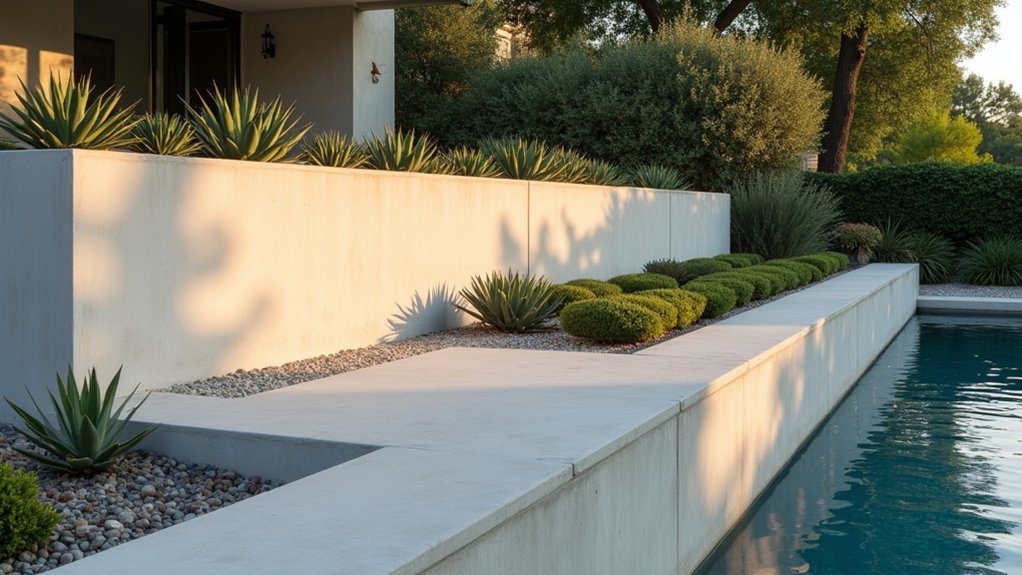 20 Functional Pool Landscaping With Retaining Wall Designs That Add Structure sleek minimalist retaining walls
