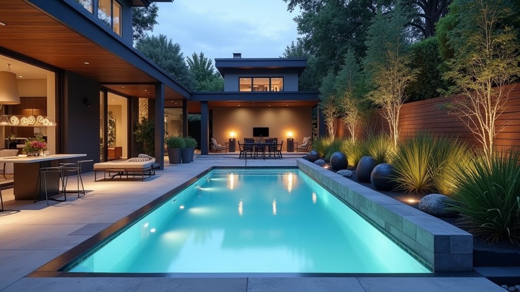 15 Sleek Lap Pool Design Ideas for Narrow Backyards sleek modern retreat oasis