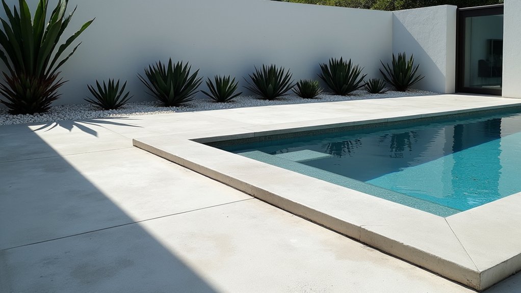 21 Practical Pool Deck Ideas Inground Concrete Designs That Last sleek serene minimalist designs